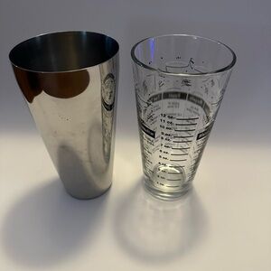 Stainless Steel and Clear Glass Cocktail Shaker Set